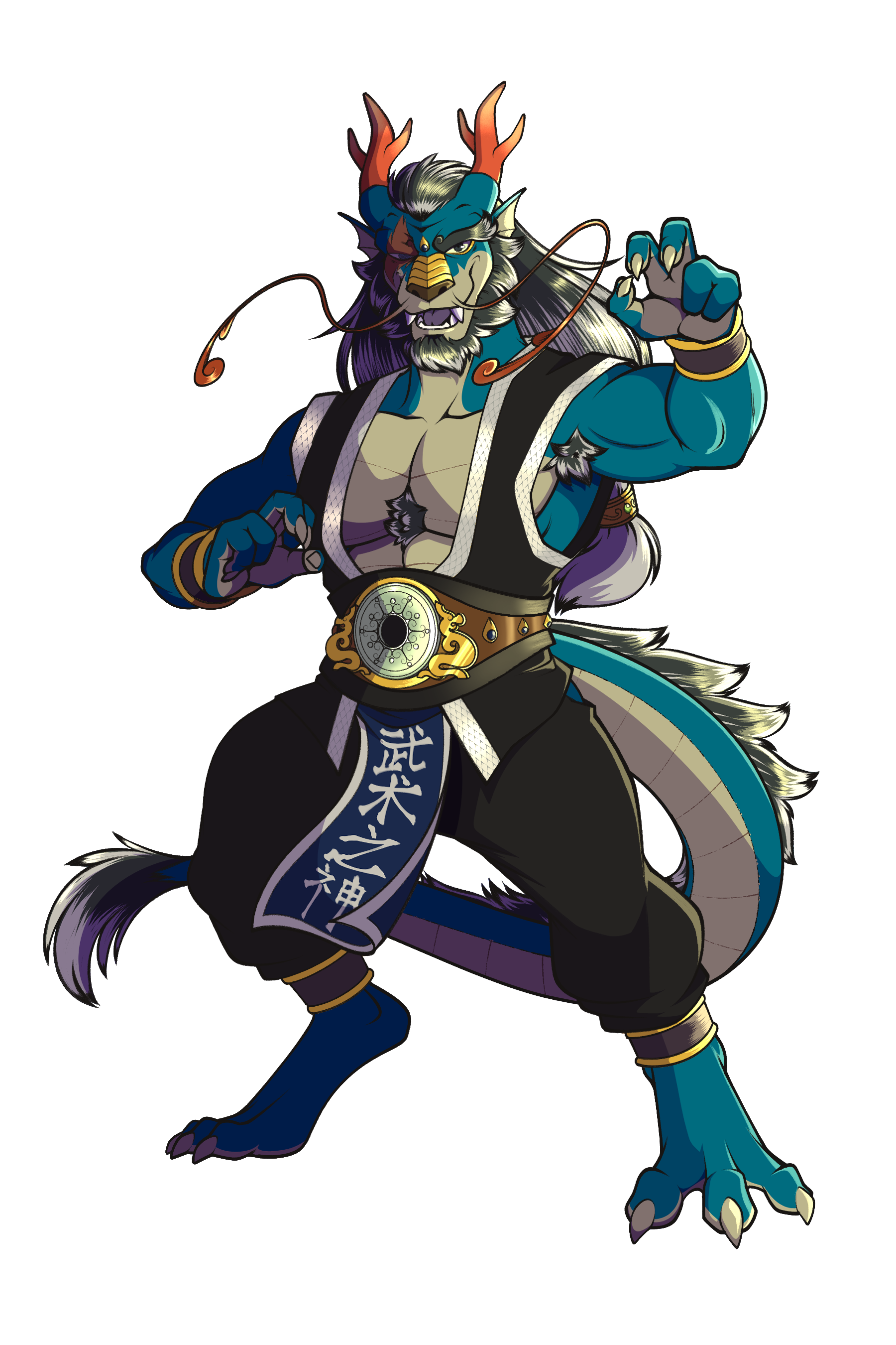 Greyed out image of Sea King Retsu - a sea dragon figher in a long robe