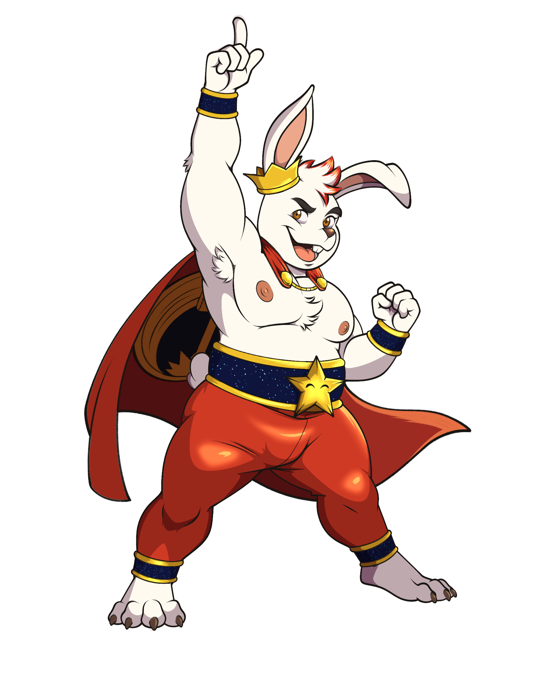 Image of Rocky Nabba - A chubby bunny wrestler striking a fist up pose